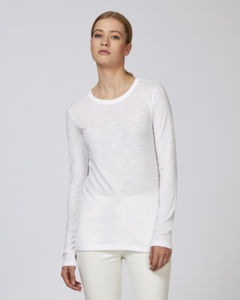 T-shirt manches longues fil flammé femme  | Stella Flatters Slub White