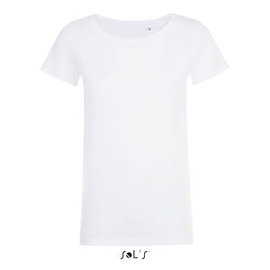 Tee-shirt publicitaire col rond ajusté femme | Mia Blanc