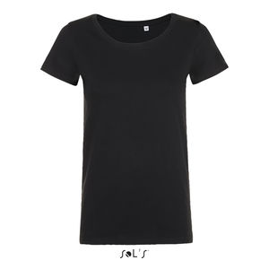 Tee-shirt publicitaire col rond ajusté femme | Mia Noir profond