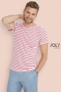 Tee-shirt publicitaire homme col rond rayé | Miles Men