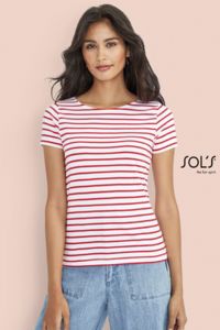 Tee-shirt publicitaire femme col rond rayé | Miles Women