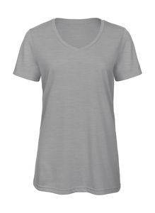 T-shirt triblend col v femme personnalisé | V Triblend women Heather Light Grey