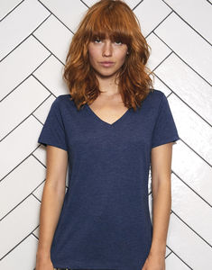 T-shirt triblend col v femme personnalisé | V Triblend women Heather Navy