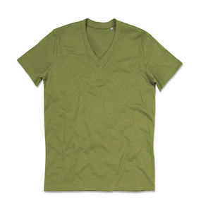 T-shirt personnalisé homme manches courtes col en v | James V-neck Men Earth Green