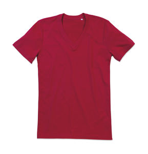 T-shirt personnalisé homme manches courtes col en v | James V-neck Men Pepper Red
