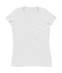T-shirt publicitaire femme manches courtes col en v | Janet V-neck Women White