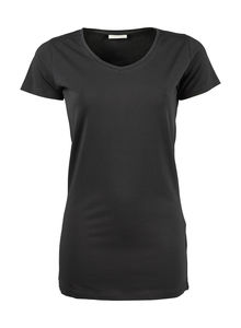 T-shirt publicitaire femme manches courtes cintré col en v | Farso Dark Grey