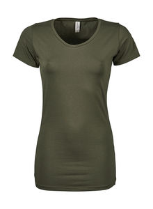 T-shirt publicitaire femme manches courtes cintré col en v | Farso Olive