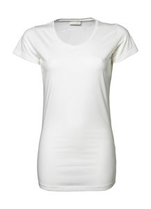 T-shirt publicitaire femme manches courtes cintré col en v | Farso White