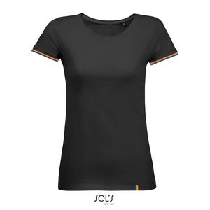 T-shirt-personnalisé manches courtes | Rainbow Women Noir