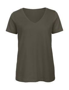 T-shirt organic col v femme personnalisé | Inspire V women Khaki Green