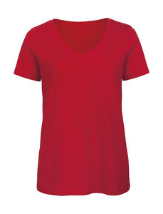 T-shirt organic col v femme personnalisé | Inspire V women Red