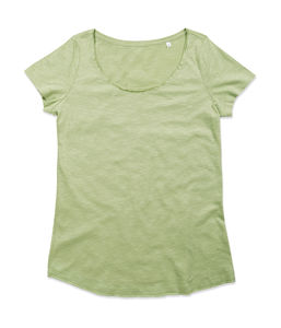 T-shirt publicitaire femme manches courtes col en v | Sharon Oversized Crew Neck Powder Green