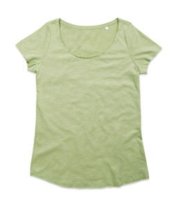 T-shirt publicitaire femme manches courtes col en v | Sharon Oversized Crew Neck Powder Green