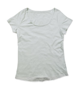 T-shirt publicitaire femme manches courtes col en v | Sharon Oversized Crew Neck Powder Grey