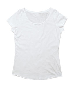 T-shirt publicitaire femme manches courtes col en v | Sharon Oversized Crew Neck White