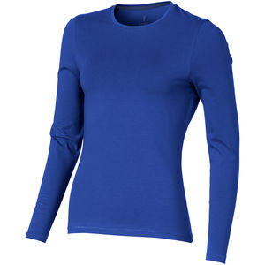 T-shirt personnalisé bio manches longues pour femmes Ponoka Bleu