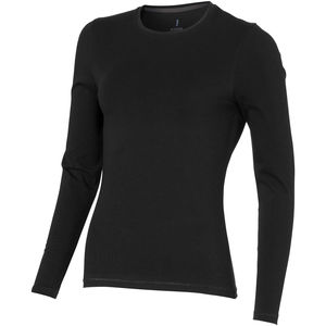 T-shirt personnalisé bio manches longues pour femmes Ponoka Noir