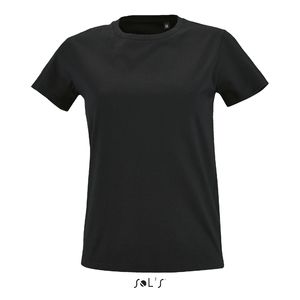 Tee-shirt publicitaire femme col rond ajusté | Imperial Fit Women Noir profond