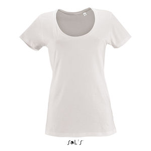 Tee-shirt publicitaire femme col rond décolleté | Metropolitan Blanc