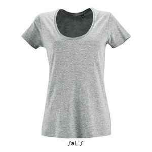 Tee-shirt publicitaire femme col rond décolleté | Metropolitan Gris chiné