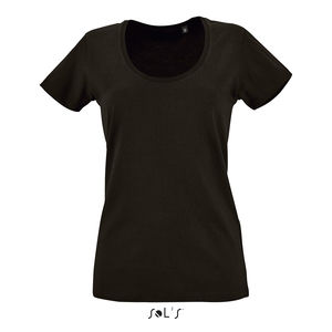 Tee-shirt publicitaire femme col rond décolleté | Metropolitan Noir profond