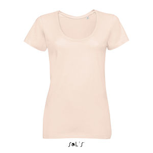 Tee-shirt publicitaire femme col rond décolleté | Metropolitan Rose crémeux