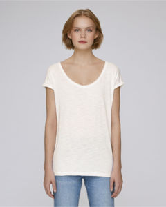 T-shirt col V et bords francs | Stella Invents Slub Vintage White