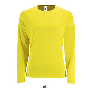 Tee-shirt publicitaire sport femme | Sporty LSL Women Jaune fluo