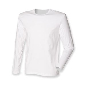 Tee-shirt stretch homme manches longues publicitaire | Men's feel good White