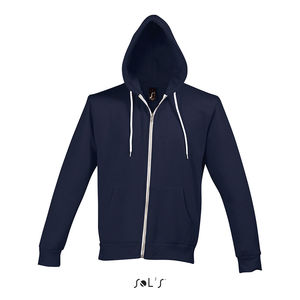 Veste personnalisée zippée à capuche avec cordon contrasté | Silver Bleu abysse