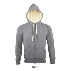 Veste publicitaire zippée unisexe doublée sherpa | Sherpa Gris chiné