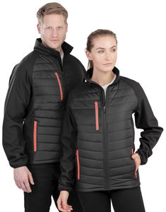 Veste softshell black compass publicitaire | Black Compass Padded Black Orange 2