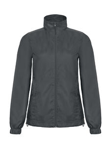 Veste personnalisée femme manches longues avec capuche | ID.601 women Midseason Windbreaker Dark Grey