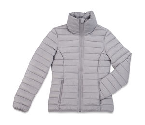 Veste publicitaire femme manches longues avec capuche | Active Padded Jacket Women Light Grey